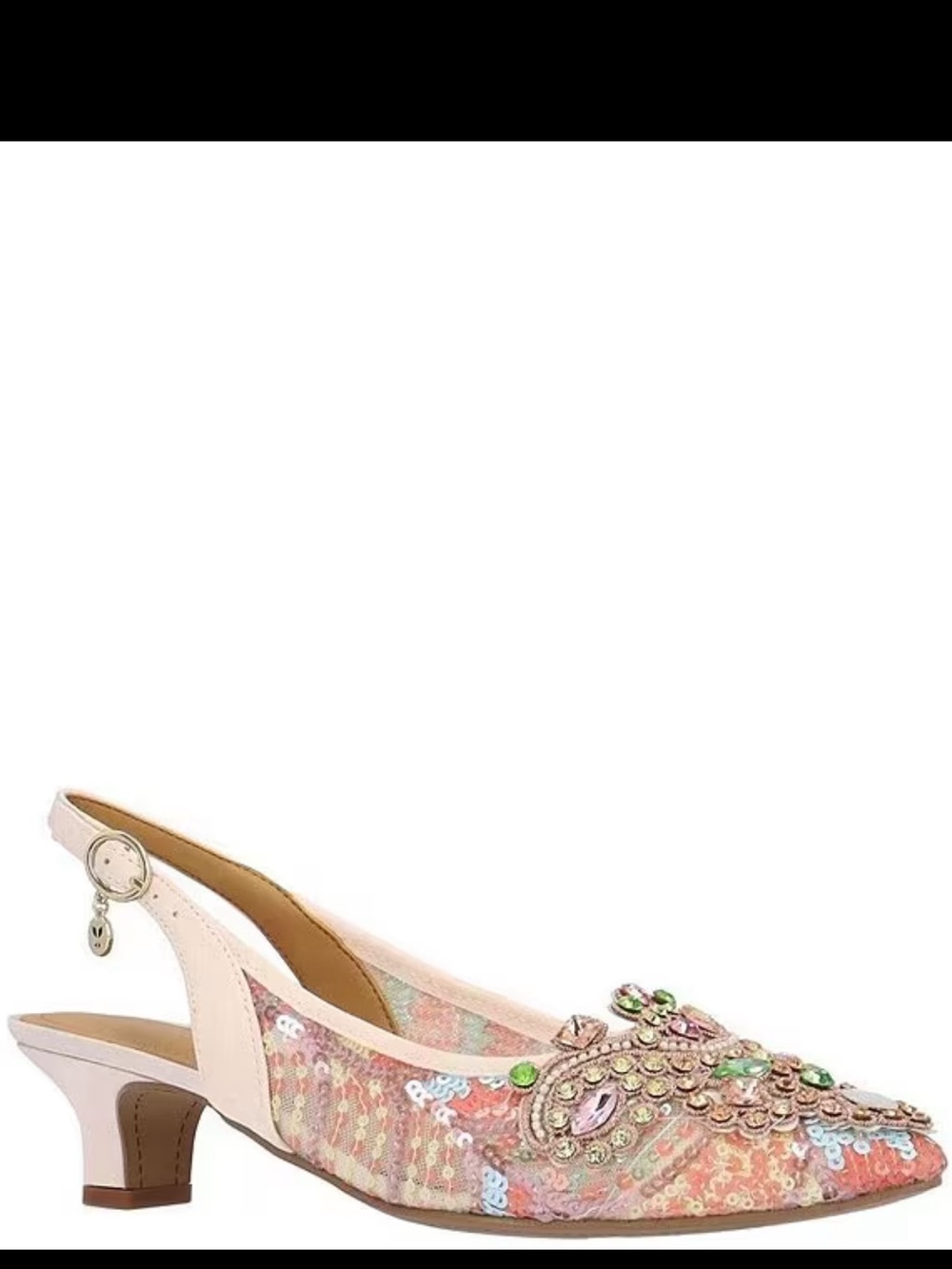 J.Renee Strovanni Mesh Pearl Rhinestone sling back dress pumps! Size 9! New!